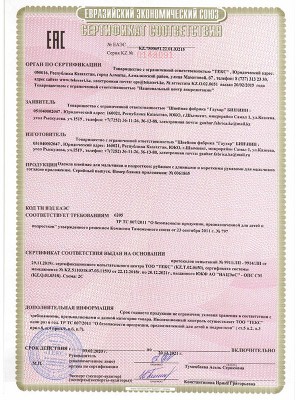 Сертификат соответствия №ЕАЭС KZ.7500651.22.01.03.214, Серия KZ №0148090